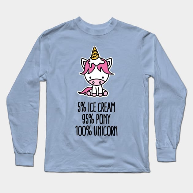 5% ice cream 95% pony 100% unicorn pun funny girl Long Sleeve T-Shirt by LaundryFactory